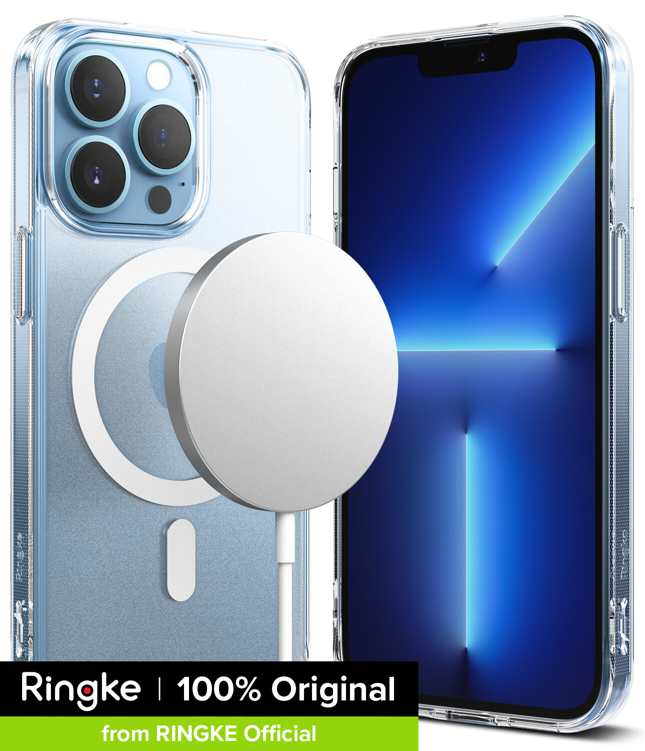 Ringke iPhone 13 Pro Max Case, MagSafe Case Hard Clear PC Back [Military Drop Defense] Lightweight Upgraded Transparent TPU Bumper Cover with Wrist Strap