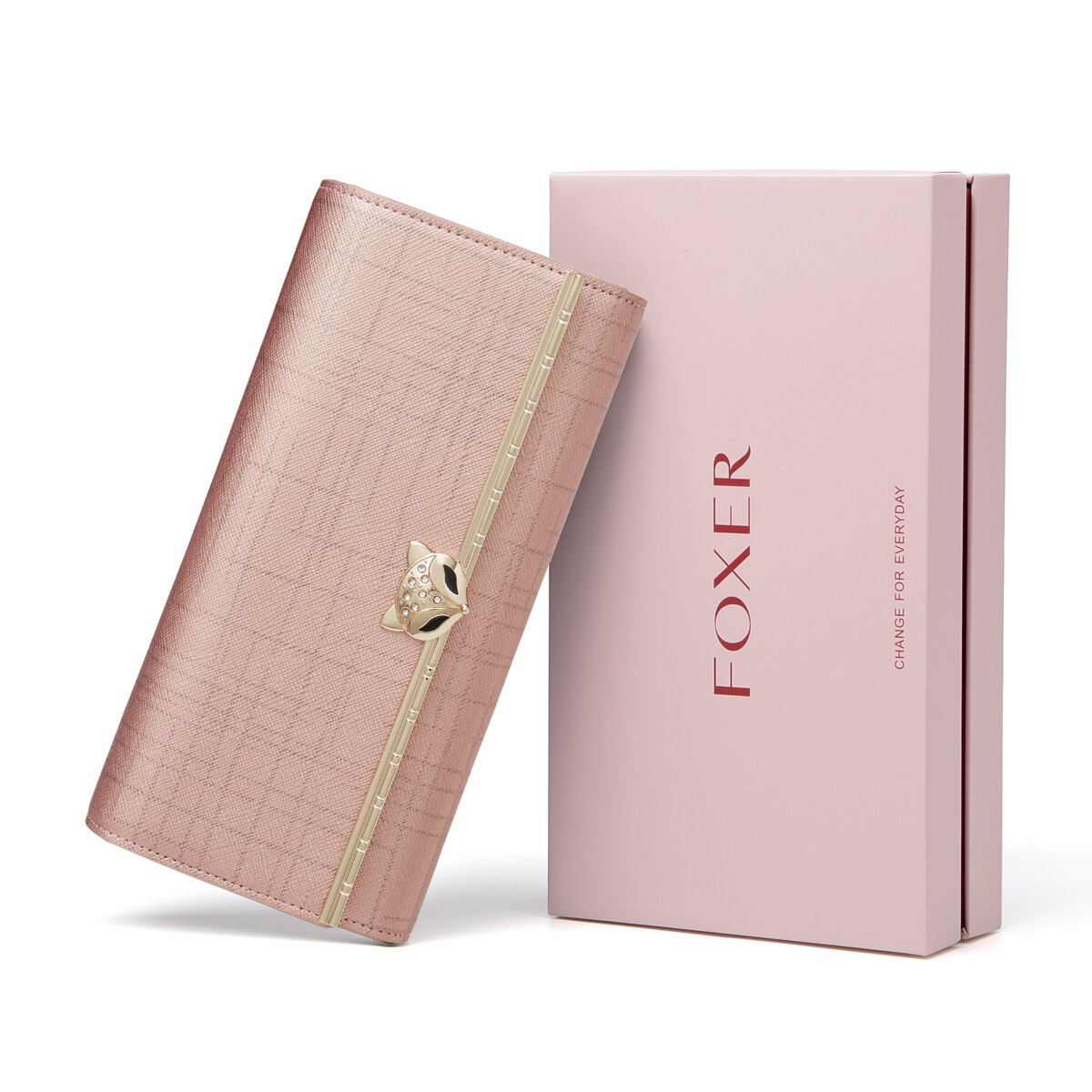 FOXER Brand Women's Split Leather Long Wallet Lady Luxury Clutch Bag Coin Bag Female Fashion Credit Card Holder for Women